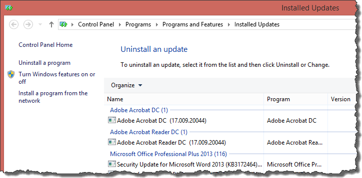 Adobe Reader Installed Updates.png